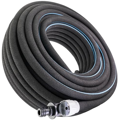 Poppstar Tubo poroso 15 m (tubo microforato per irrigazione giardino, diametro interno 1/2) con raccordo rapido per valvola manuale, nero