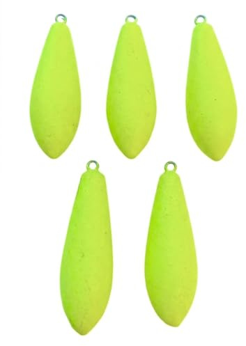 Kit 5 Piombi da Pesca Fosforescenti Alta Luminosità Ogiva con Gancio Inox Piombo Surf Casting Pesca a Fondo Pm Fishing 80-90-105-120-125-146-160-190-210 gr Surfcasting Mare Bolentino (90GR 5PZ)
