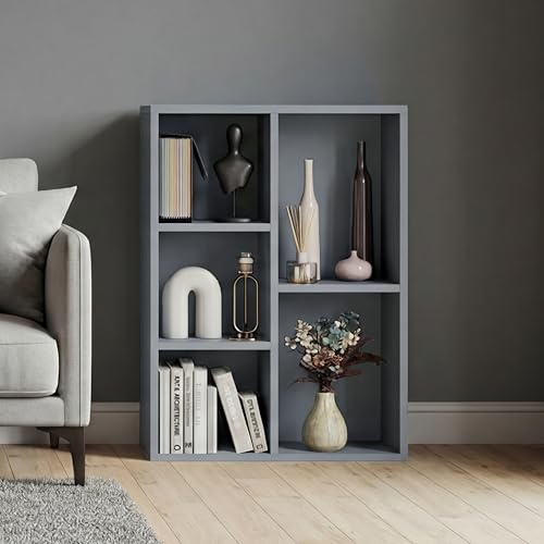 Vida Designs 5 Cube Storage Unit, Grey, Wooden Shelving Display Storage Unit Office Living Room Furniture