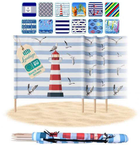 Lantigo Paravent Plage Microfibres | Brise-Vent 80cm | Phare 6m | Doux comme tapis | Flexible | Durable