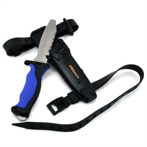 Promate Blunt Tip Titanium Dive Knife - KF595, Blue/Black, Blunt Tip