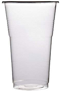 100 x 500ml Pint Plastic Cups with Markings - Strong Disposable Glasses