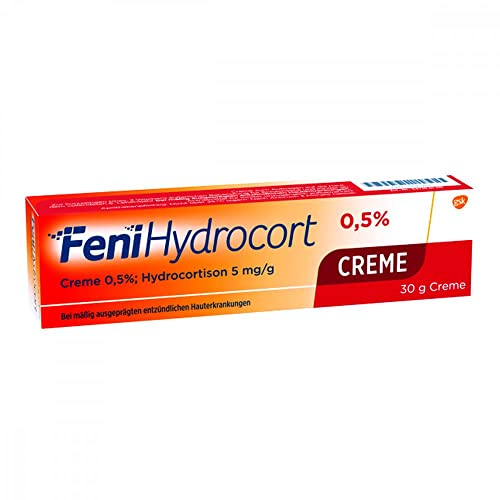 FeniHydrocort Creme 0,5%, Hydrocortison 5 mg/g, 3-fach wirksam bei Hautentzündungen: Lindert Juckreiz, vermindert Schwellungen, reduziert Rötungen, 30 g