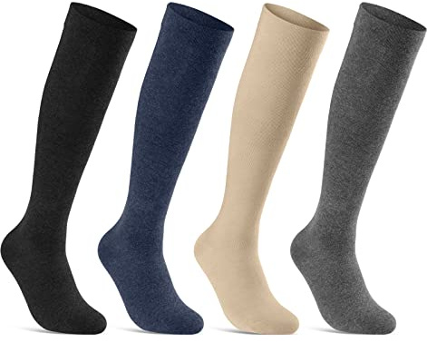 sockenkauf24 1 | 2 | 4 Paar Stützstrümpfe Reisestrümpfe Kompressionsstrümpfe Damen & Herren Stützkniestrümpfe 41900 WP (43-46 | 4 Paar, Schwarz)