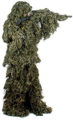 AUSCAMOTEK Ghillie-Anzug für Herren, Gilly Anzug für die Jagd, Halloween-Kostüm, Airsoft, Paintball, Kapuze, Gewehrwickel, inklusive, Größe XL/XXL, Grün