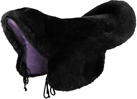 Werner Christ Lammfell Sattelsitzbezug Laramie mit Hornloch Horse – Sattelbezug für Westernsättel, Sitzbereich aus echtem Fell für eine angenehme Polsterung, in schwarz, Gr: XL