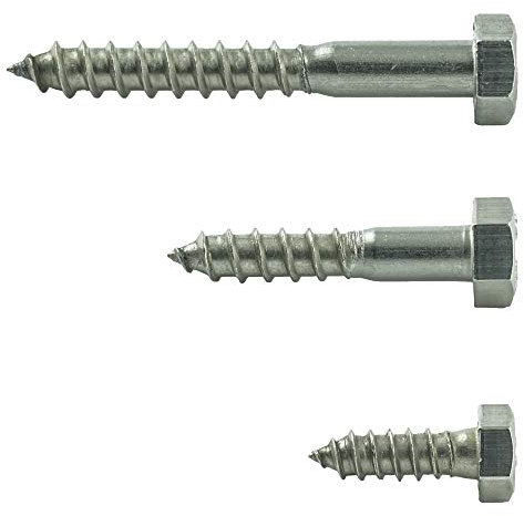 AGBERG - Lot de 20 vis à bois avec tête hexagonale - 8 x 25 mm - Vis à clé - En acier inoxydable A2 V2A - DIN 571