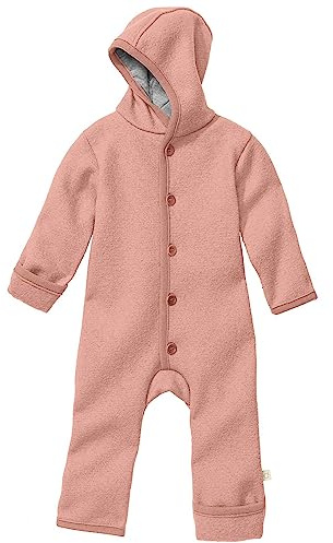 Disana WALK-OVERALL, 100% Bio-Merinowolle GOTS, IVN Best | mit Umklappbündchen | Newborn Baby Kleinkind Kind Unisex | Made in Germany | Rosé Gr. 98-104