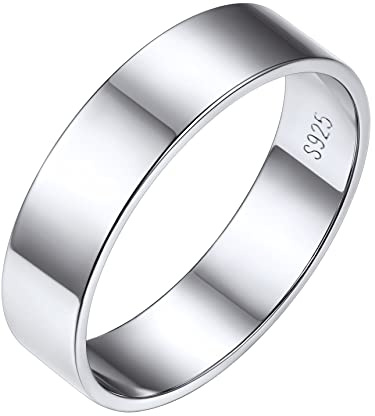 Bestyle 5mm Sterling Silver Wedding Band Ring Men Women Minimalist Plain Knuckle Stacking Thumb Rings/Finger Rings for Boys Grils, Size 8