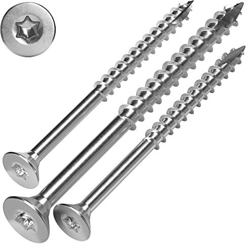 SCREW REBEL Spanplattenschraube Edelstahl A2, 5 x 60 mm - 100 Stück, TX25, Teilgewinde, Cut-Spitze, Holzschraube mit Senkkopf
