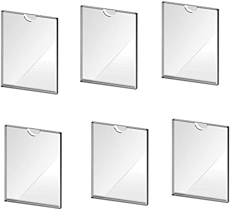 Naisfei 6 PCS Soporte de Pared, A5 Soporte para carteles de acrílico transparente con cinta adhesiva, soporte de exhibición de póster de pared de plexiglás, soportes adhesivos para pósteres