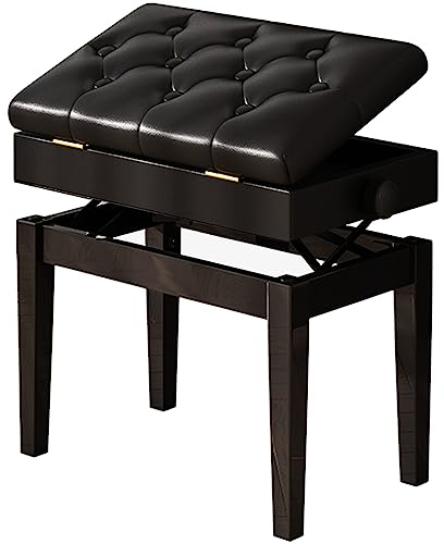 AHWOiHS Klavierhocker Höhenverstellbare Klavierbank Pianobank Schwarz-matt 54.5 x 33CM Höhenverstellbar von 48 bis 58 cm