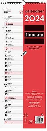 Finocam – Calendario da Parete Neutro per Notare 2024 Gennaio 2024 - Dicembre 2024 (12 mesi) Francese