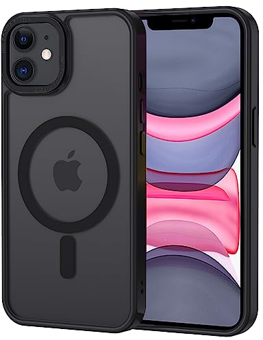 XTCASE Coque pour iPhone 11 Magnétique Compatible avec MagSafe, Étui Mat Translucide Minimaliste, PC Dur Housse Arrière Anti-Rayures + TPU Bumper Antichoc - Noir
