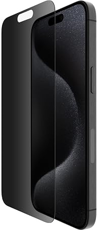 Belkin ScreenForce TemperedGlass antimikrobielle Display-Privacy-Schutzfolie für iPhone 15 Pro Max, dünn und kratzfest, inklusive Positionierungsschale für eine blasenfreie Applikation
