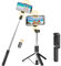 CNMTCCO Perche à selfie trépied avec 2 lumières de remplissage, trépied extra long de 130 cm avec télécommande sans fil amovible pour filmer, compatible avec iPhone, Samsung, smartphone, etc
