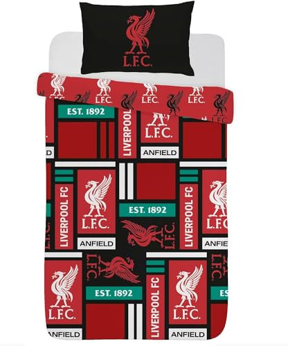 Liverpool fc football duvet cover sets Reversible bedding single double king size bed set with pillowcases lfc block Pattern gifts for boy (LFC Block Print, Single)
