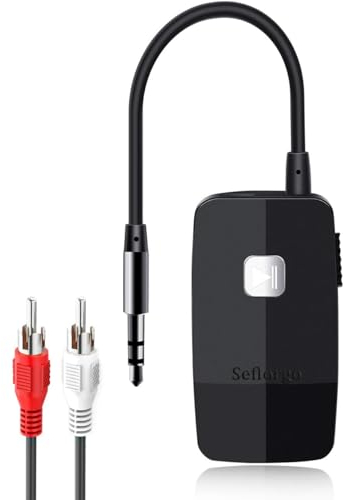 Seflorgo Fortgeschrittener Bluetooth 5.3 Empfänger für Heim-Stereos HiFi Musik-Streaming, Mini Kabelloser Audioadapter für Autolautsprecher mit 3,5mm RCA Aux-Anschluss (J205 für Stereo)