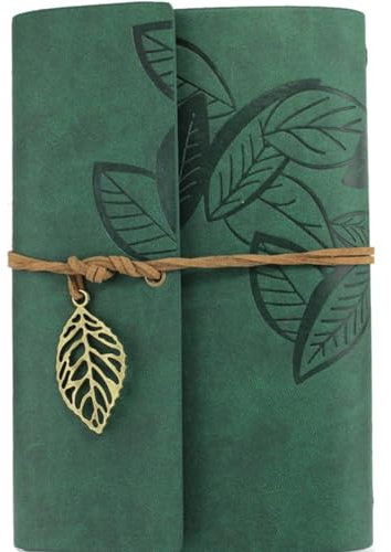 JJiaoLinin Carnet de Notes, Carnet De Voyage A5 Journal Intime Carnet De Notes Vintage en Cuir avec Pages Vierges Carnet de Notes Rechargeable en Cuir pour Fille et Garçon Femmes Hommes, Vert Foncé