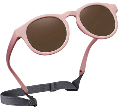 Baby Sonnenbrille,Sonnenbrille Baby Sonnenbrille Kinder Sonnenbrillen,6Monate-3 Jahre Polarisierte Kindersonnenbrille Mit Verstellbar Silikonrahmen Kleinkind,babysonnenbrillen für Jungen/Mädchen(Rosa)