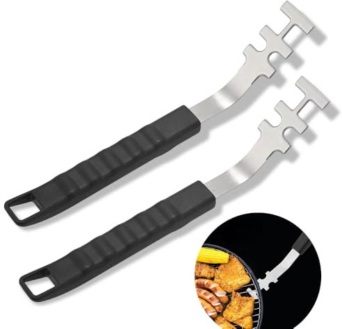 BNGXR Lot de 2 grilles de Cuisson résistantes à la Chaleur,Anti-brûlure, Outils de Barbecue pour Le Camping,Retrait Facile, ustensiles de Cuisson,Matériau Acier Inoxydable, Schwarz