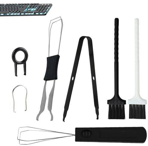 Qtksceadlnce Kit de 7 herramientas de extracción de teclas, extractor de interruptores, pinzas de precisión, cepillo de teclado, extractor de teclado, extractor de teclado, de acero inoxidable para