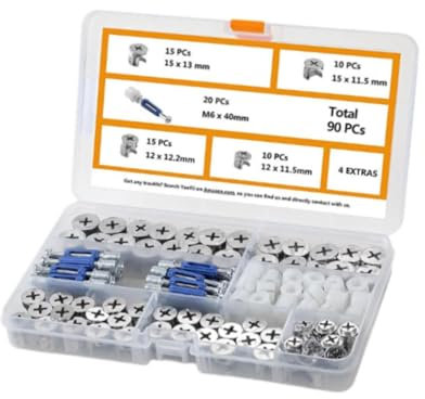 Baoblaze Herrajes para levas de conexión de muebles, herrajes para cerraduras de levas, herrajes para levas, herrajes para conectores de levas para cajones de, Paquete de 90