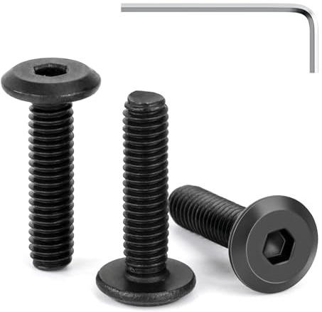 Tunejoy 30 Piezas Tornillos de Cabeza Plana M4 x 16 mm Negro Tornillo de Cabeza Hexagonal de Acero Inoxidable A2 V2A Perno de Muebles con llave Allen Rosca Completa
