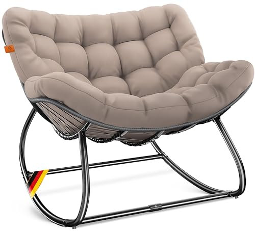 KESSER® Schaukelstuhl für drinnen & draußen ergonomischer Schaukelsessel | maximale Belastung von 120kg Relaxsessel mit Rutschfesten Füßen, Witterungsbeständig
