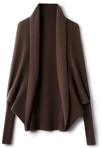 Ciovkis Cardigan oversize da donna in lana merino 2025 autunno inverno maniche a pipistrello aperto davanti cardigan lavorato a maglia, Tan5007, M