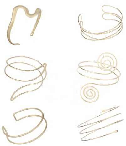 Mikovivi 6 Pezzi Braccialetti da Braccio in Oro per Donna, Bracciale Aperto Regolabile Braccio Superiore Semplice Bracciale a Spirale in Oro per Donna Accessori Personalizzati Regalo di Gioielli