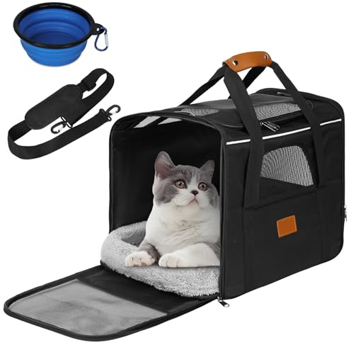 Alaoo Trasportino per Cani e Gatti, Gabbietta Morbida per Animali Domestici, Boîte de Transport Pliable per Cani, Con ciotola per animali domestici, Adatto per viaggi in auto/treno/aereo