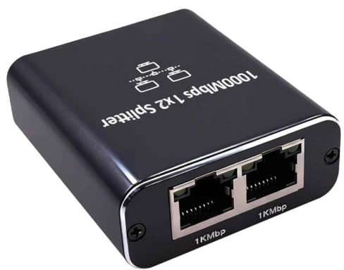 Switch Ethernet Splitter 2 Puertos Gigabit, 1000Mbps Duplicador RJ45 con Cable Alimentación USB C para PC, Ordenador, TV, Consolas, Router