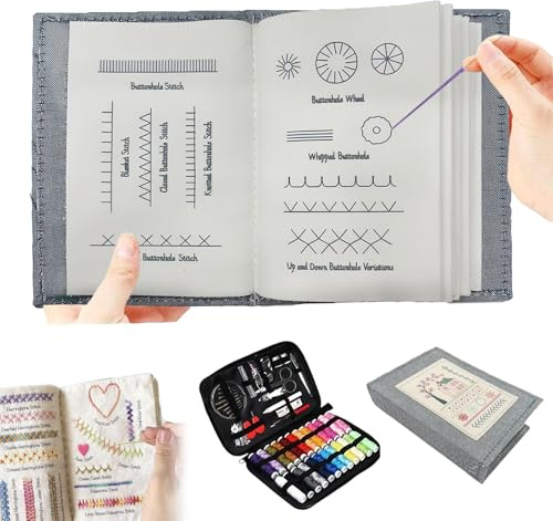 pelriox Libro de Bordado, Embroidery Book – Libro de Bordado a Hoja Suelta con Kit de Costura, Diseño Creativo, Ideal para Decoración de Oficina, Aprender Book y Proyectos DIY