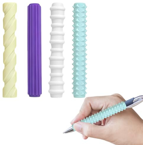 PHYNDR Lot de 4 sur-crayons, 4 types de crayons à mâcher pour enfants et adultes, chaîne à mâcher en silicone, pour garçons et filles