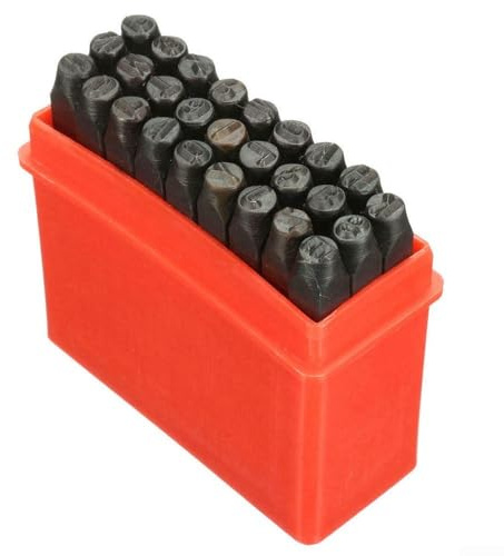 Juego de perforadores de letras y números de metal, 36 piezas de sellos de acero al carbono para hacer joyas, manualidades de cuero, marcado de madera y grabado de metal (3 mm)