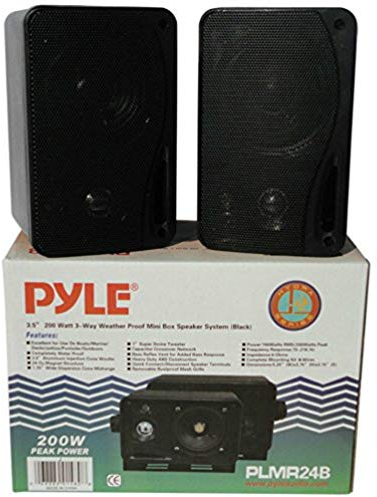 COPPIA DI CASSE IMPERMEABILI E RESISTENTI ALL'ACQUA E AL SOLE, PYLE PLMR24B NERE 15,00 CM 200 WATT RMS E 400 WATT MAX A COPPIA DA ASCOLTO