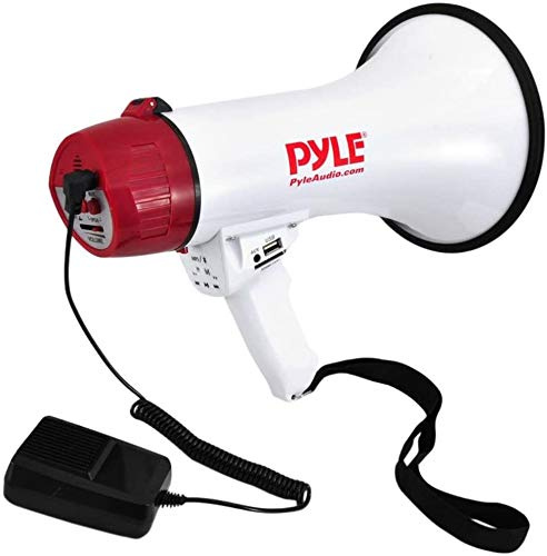 NEW 2015 !!!! MEGAFONO PROFESSIONALE PYLE PMP42BT BIANCO E ROSSO DA 40 WATT MAX CON FUNZIONE DI ALLARME UDIBILE FINO A 900 METRI CON INGRESSO USB SD CARD JACK 3,5 MM AUX E TECNOLOGIA BLUETOOTH INTEGRATA