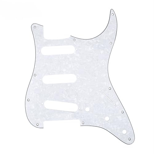 Musiclily Pro SSS 11-Hole ST Guitar Pickguard 4Ply White Pearl | for Fender USA/Mexican Made Standard Strat Modern Style