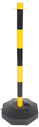 Yellow & Black Demarcation Safety Chain Barrier Post Pole with Base