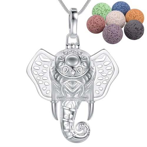 INFUSEU Aromaterapi-smycken, eteriska halsband, ångestlindrande oljespridare för kvinnor och flickor, silverpläterad uggla med klok stora ögon, hänge med 61 cm kedja och 7 återanvändbara lavapärlor,