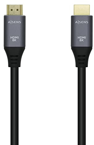 AISENS A150-0425 Cable HDMI V2.1 ultra alta velocidad/HEC 8K@60Hz 48Gbps, A/M-A/M, gris/negro, 0.5m