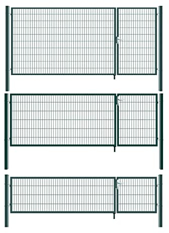 Aileenstore Gartentor Zauntor Einfahrtstor Stabmattenzaun Doppelflügel Grün 3,5 m Breite, Größe:1400 x 3500 mm