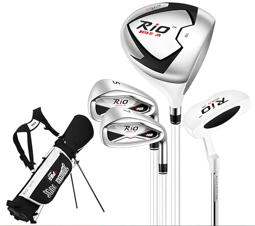PGM Rio Club de golf pour enfants de 6 à 8 ans avec sac de support pour garçons et filles Noir