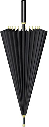 YIDAX Großer Regenschirm Sturmfest, Gerader Regenschirm, Stockschirm Mit Langem Griff, Automatischer Reiseregenschirm, 24 Rippen Golfschirme Für Männer Und Frauen,Schwarz