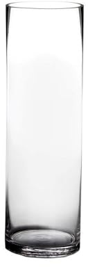 LOLAhome - Jarrón Cilíndrico de Cristal Transparente Decorativo de Diseño Redondo de Ø 15x50 cm, Resistente y Elegante, para Decoración de Interiores, arreglos Florales, Centros de Mesa