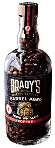 Brady's Irish Barrel Aged Whole Bean Coffee - 180g Hand Roasted Perfect After-Dinner - Vegan, Gluten-Free Speciality Coffee - Christmas & Father's Day Gift