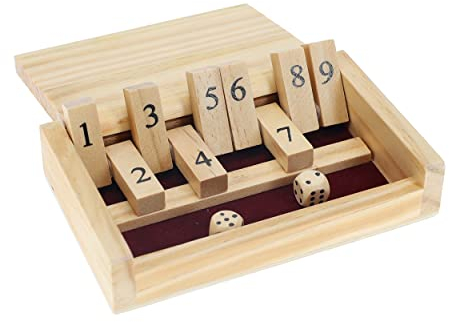 WE Games Mini Shut The Box Game Wooden - 5.5 inches, 9 Number Flip Tiles, Travel Size, Travel Games, Birthday Gifts, Math Games, Home Decor, Living Room Decor, Table Decor