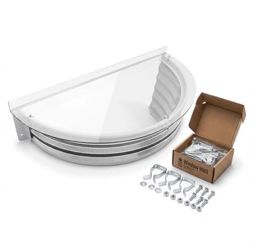 Just Cover It Basement Window Well Covers Outside Protection 39 W x 16 L - Easy Installation Clear Polycarbonate Window Well Cover, UV Resistant with Rust-Free Aluminum Bracing