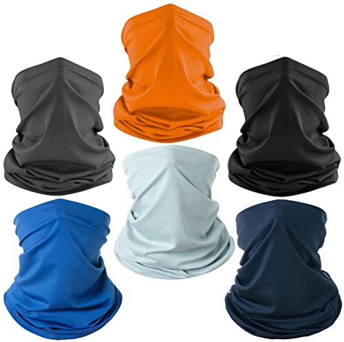 6 Pack Neck Gaiter Balaclava Bandana Gator Face Mask Scart Cover Breathable Sun Protection Headwear for Men Women (6 Pack MIX Color)